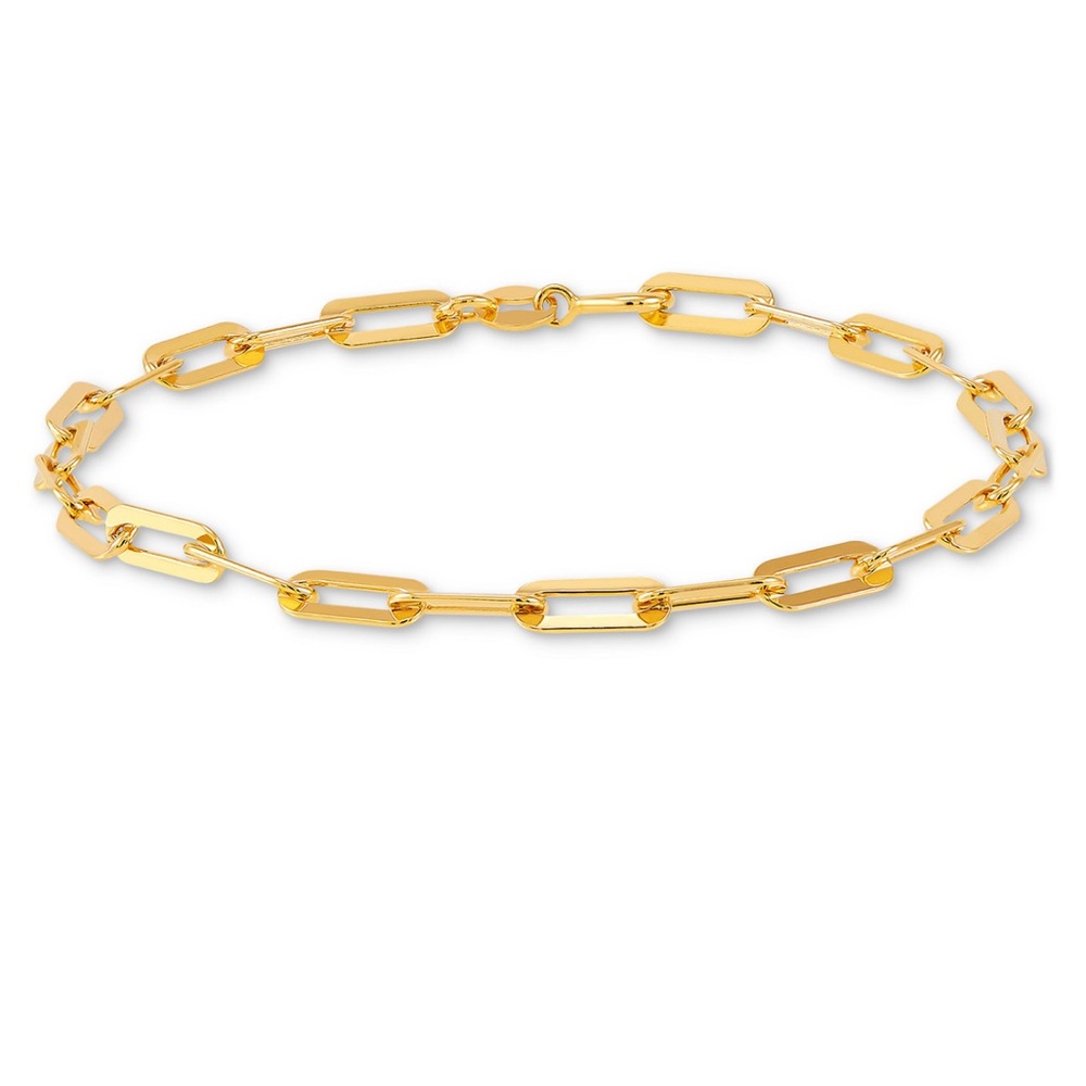 Polished Paperclip Bracelet in 18K Gold over Silver